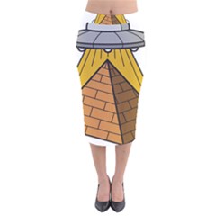 Unidentified Flying Object Ufo Under The Pyramid Velvet Midi Pencil Skirt by Sarkoni