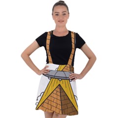 Unidentified Flying Object Ufo Under The Pyramid Velvet Suspender Skater Skirt by Sarkoni