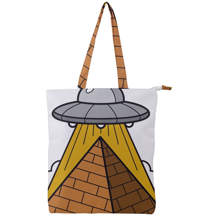 Unidentified Flying Object Ufo Under The Pyramid Double Zip Up Tote Bag