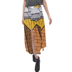 Unidentified Flying Object Ufo Under The Pyramid Velour Split Maxi Skirt by Sarkoni