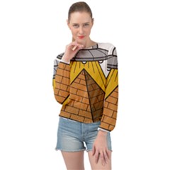 Unidentified Flying Object Ufo Under The Pyramid Banded Bottom Chiffon Top by Sarkoni