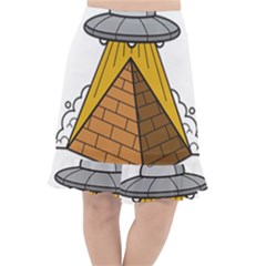 Unidentified Flying Object Ufo Under The Pyramid Fishtail Chiffon Skirt by Sarkoni