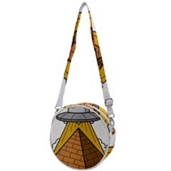 Unidentified Flying Object Ufo Under The Pyramid Crossbody Circle Bag by Sarkoni