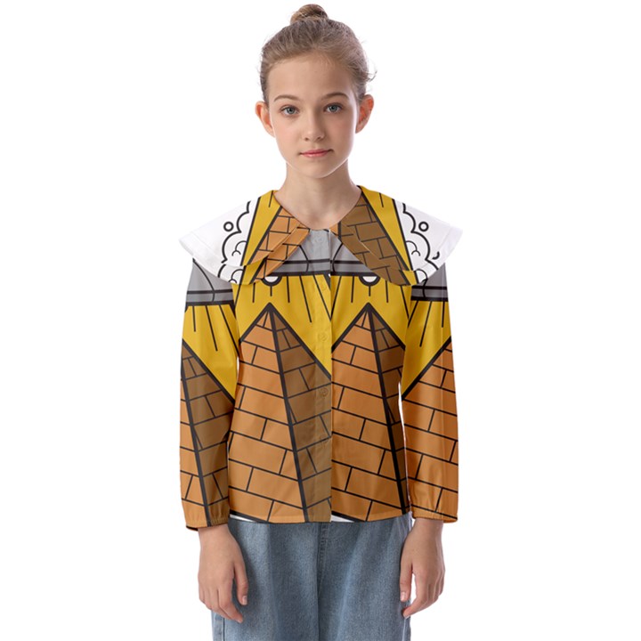 Unidentified Flying Object Ufo Under The Pyramid Kids  Peter Pan Collar Blouse