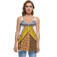 Unidentified Flying Object Ufo Under The Pyramid Casual Spaghetti Strap Chiffon Top by Sarkoni