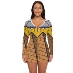 Unidentified Flying Object Ufo Under The Pyramid Long Sleeve Boyleg Swimsuit by Sarkoni