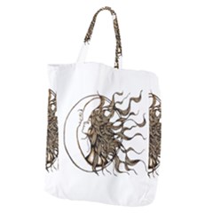 Psychedelic Art Drawing Sun And Moon Head Fictional Character Giant Grocery Tote by Sarkoni