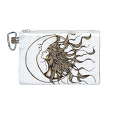 Psychedelic Art Drawing Sun And Moon Head Fictional Character Canvas Cosmetic Bag (medium) by Sarkoni