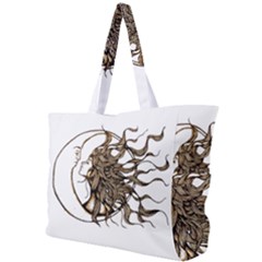 Psychedelic Art Drawing Sun And Moon Head Fictional Character Simple Shoulder Bag by Sarkoni