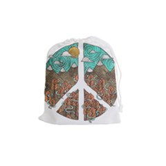 Psychedelic Art Painting Peace Drawing Landscape Art Peaceful Drawstring Pouch (medium) by Sarkoni