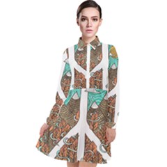 Psychedelic Art Painting Peace Drawing Landscape Art Peaceful Long Sleeve Chiffon Shirt Dress by Sarkoni