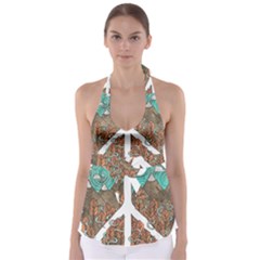 Psychedelic Art Painting Peace Drawing Landscape Art Peaceful Tie Back Tankini Top by Sarkoni