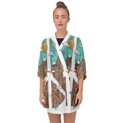 Psychedelic Art Painting Peace Drawing Landscape Art Peaceful Half Sleeve Chiffon Kimono by Sarkoni