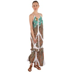 Psychedelic Art Painting Peace Drawing Landscape Art Peaceful Cami Maxi Ruffle Chiffon Dress by Sarkoni