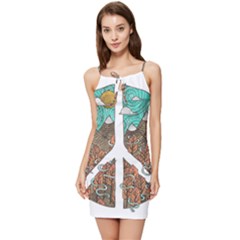 Psychedelic Art Painting Peace Drawing Landscape Art Peaceful Summer Tie Front Dress by Sarkoni