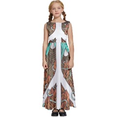 Psychedelic Art Painting Peace Drawing Landscape Art Peaceful Kids  Satin Sleeveless Maxi Dress by Sarkoni