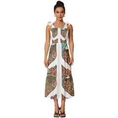 Psychedelic Art Painting Peace Drawing Landscape Art Peaceful Tie-strap Tiered Midi Chiffon Dress by Sarkoni