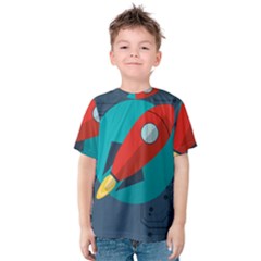 Rocket With Science Related Icons Image Kids  Cotton T-Shirt