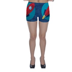 Rocket With Science Related Icons Image Skinny Shorts