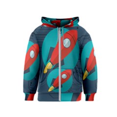 Rocket With Science Related Icons Image Kids  Zipper Hoodie