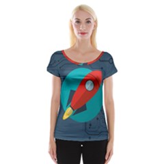 Rocket With Science Related Icons Image Cap Sleeve Top