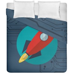 Rocket With Science Related Icons Image Duvet Cover Double Side (california King Size) by Bedest