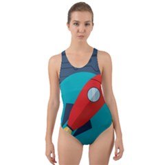 Rocket With Science Related Icons Image Cut-out Back One Piece Swimsuit by Bedest