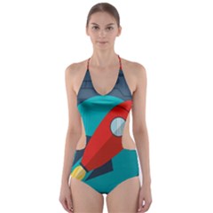 Rocket With Science Related Icons Image Cut-Out One Piece Swimsuit