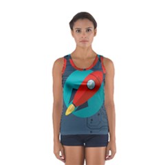 Rocket With Science Related Icons Image Sport Tank Top 