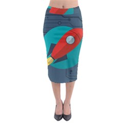 Rocket With Science Related Icons Image Midi Pencil Skirt