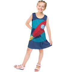 Rocket With Science Related Icons Image Kids  Tunic Dress