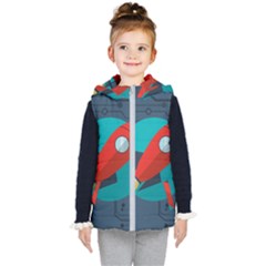 Rocket With Science Related Icons Image Kids  Hooded Puffer Vest