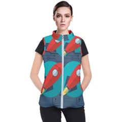 Rocket With Science Related Icons Image Women s Puffer Vest