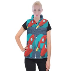 Rocket With Science Related Icons Image Women s Button Up Vest by Bedest