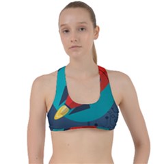 Rocket With Science Related Icons Image Criss Cross Racerback Sports Bra by Bedest