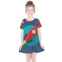 Rocket With Science Related Icons Image Kids  Simple Cotton Dress