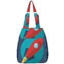 Rocket With Science Related Icons Image Center Zip Backpack View1