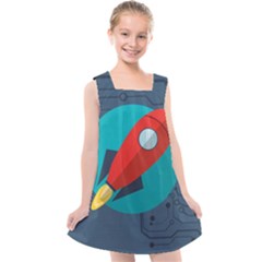 Rocket With Science Related Icons Image Kids  Cross Back Dress