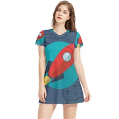 Rocket With Science Related Icons Image Women s Sports Skirt