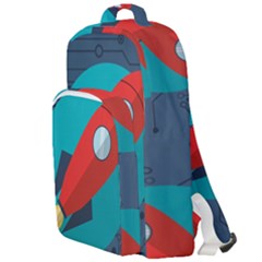 Rocket With Science Related Icons Image Double Compartment Backpack