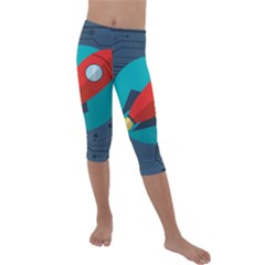 Rocket With Science Related Icons Image Kids  Lightweight Velour Capri Leggings  by Bedest