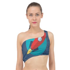 Rocket With Science Related Icons Image Spliced Up Bikini Top 