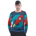 Rocket With Science Related Icons Image Men s Long Sleeve Raglan T-Shirt View1