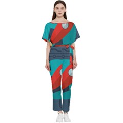 Rocket With Science Related Icons Image Batwing Lightweight Chiffon Jumpsuit