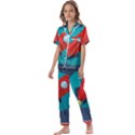 Rocket With Science Related Icons Image Kids  Satin Short Sleeve Pajamas Set View1