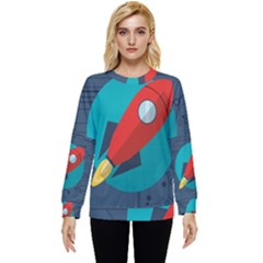 Rocket With Science Related Icons Image Hidden Pocket Sweatshirt