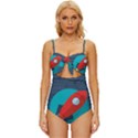 Rocket With Science Related Icons Image Knot Front One-Piece Swimsuit View1