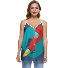 Rocket With Science Related Icons Image Casual Spaghetti Strap Chiffon Top by Bedest