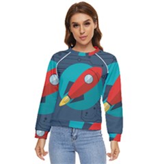 Rocket With Science Related Icons Image Women s Long Sleeve Raglan T-Shirt