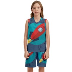 Rocket With Science Related Icons Image Kids  Basketball Mesh Set